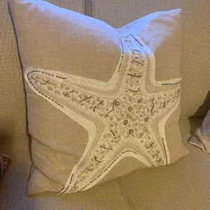 Starfish linen khaki square pillow